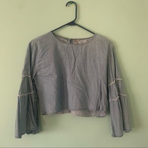 Denim Bell Sleeve Crop
